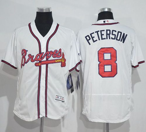 Braves #8 Jace Peterson White Flexbase Authentic Collection Stitched MLB Jersey - Click Image to Close